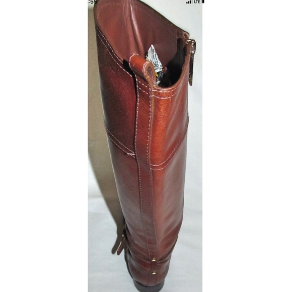 Tory Burch Brita Brown Leather Knee High Tall Riding Boots Womens Size 7 - Picture 9 of 11